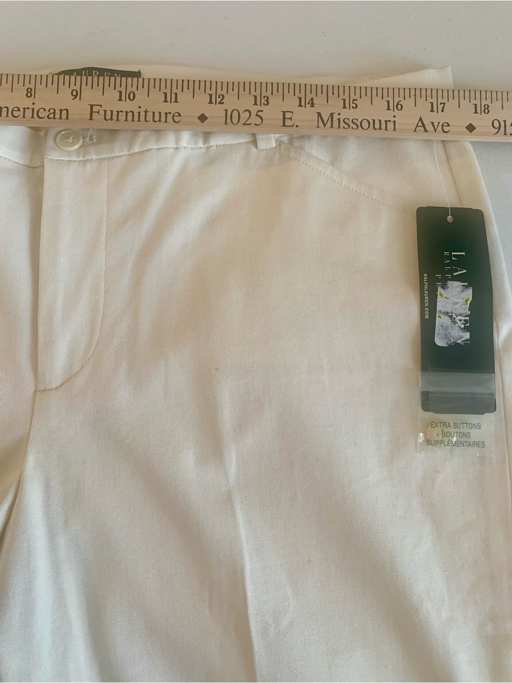 Lauren Ralph Lauren Cream Straight-Leg Chinos 94% Cotton - Picture 7 of 8